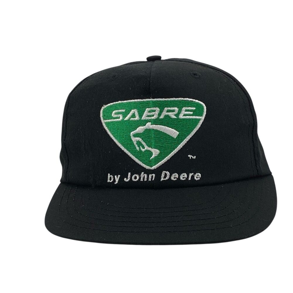 Vintage Sabre by John Deere Snapback Black Hat "Cut Loose" Slogan Lawnmowers‎